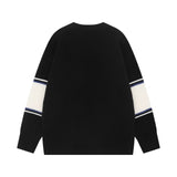 Y2K Effortless Retro Patchwork Knit Classic Sweater