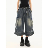 Vintage Washed Workwear Denim Shorts