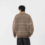 Y2K Plush Ethnic Knit Crew Neck Sweater