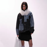 Retro Oversized Casual Patchwork Denim Jacket