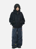 Rivet Patchwork Loose Ears Hooded Gothic Sweatshirt
