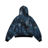 Insulated Leopard Rhinestone Zip-Up Hooded Sweatshirt