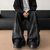 Men's Modern Patchwork Wide Leg Leather Pants