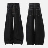 Y2K High Waist Buttoned Boot Cut Denim Jeans