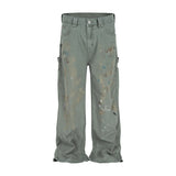 Vintage Ice Distressed Ink Splash Cargo Jeans