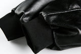Spliced Retro PU Leather Baseball Varsity Jacket