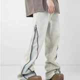 Model wearing the yellow mud Wide Zipper Cargo Pants