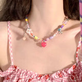 Colorful Rainbow Beaded Choker Necklace