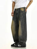 Adjustable Green Retro Wide Leg Jeans