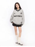Retro American Style Letter Embroidered Hip Sweatshirt