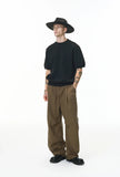 American Solid Color Relaxed Fit Linen Wide Leg Pants