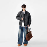 Elevated Stand Collar Faux Leather Jacket