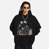 Dead Motorcyclist Graphic Cotton Hoodie