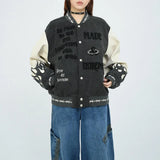 Retro Heavy Embroidered Patchwork Varsity Jacket