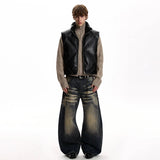 High-Quality Solid Color PU Leather Padded Vest