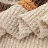 Embroidery Contrast Color Striped Sweater