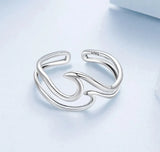 Minimalist Sterling Silver Ocean Wave Ring