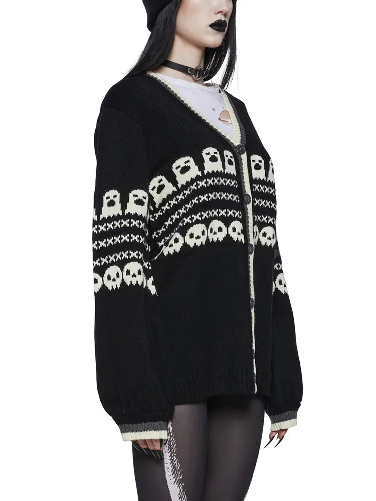 Halloween Retro Skulls & Ghosts Sweater