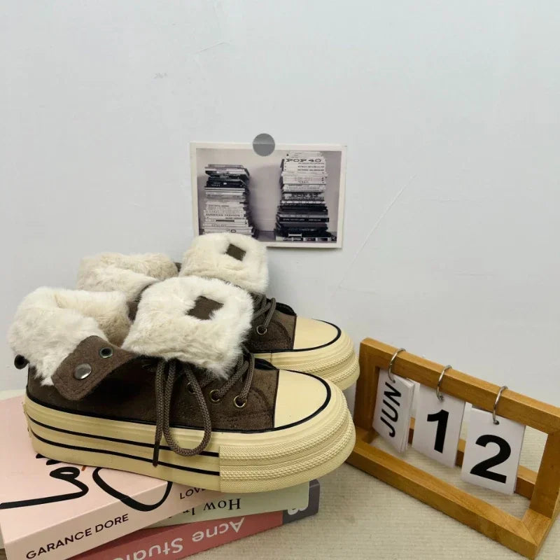 Warm Plush High Winter Lace Up Boots