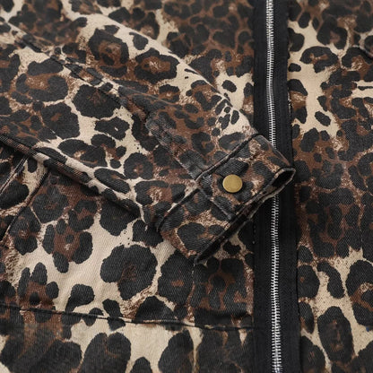 Leopard Patchwork Denim Jacket