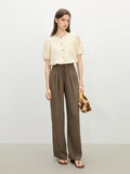 Elastic High Waist Linen Pants