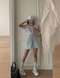 Light Blue High Waist Biker Short