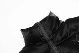 Black Loose PU Leather Puffer Jacket