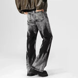 Streetwear Retro Vintage Tie Dye Patchwork Wide Jeans