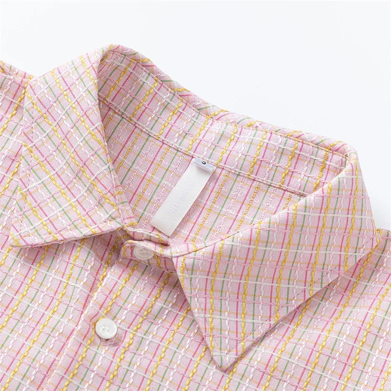 Stylish Plaid Long Sleeve Blouse Shirt