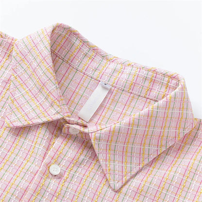 Stylish Plaid Long Sleeve Blouse Shirt