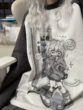 Detachable Sleeve Kawaii Cat Print T-Shirt