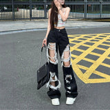 Elevated High Waist Ripped Gothic Denim Jeans