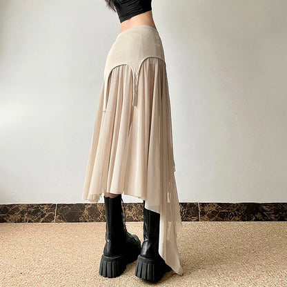 Gothic Cyber Y2K Irregular Hem Skirt