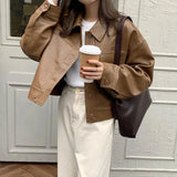 Women Classic Comfort Vintage Faux Fur Biker Leather Jacket