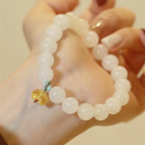 Elegant White Jade Beaded Bracelet