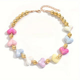 Trendy Ladies Colorful Heart Splicing Necklace
