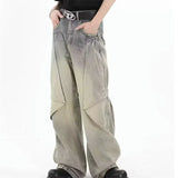 Streetwear Comfort Distressed Wide Leg Cargo Jeans