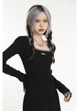 Sexy Black Sheath Knit Long T-Shirt