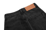 Letter Embroidery Distressed Denim Pants