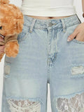 Vintage Destroyed Hollow Out Baggy Jeans