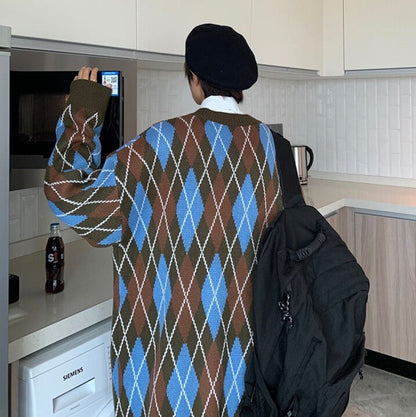 Argyle Oversized Cardigan