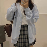 Women Casual Cute Chic Gray V-Neck Button Cardigan