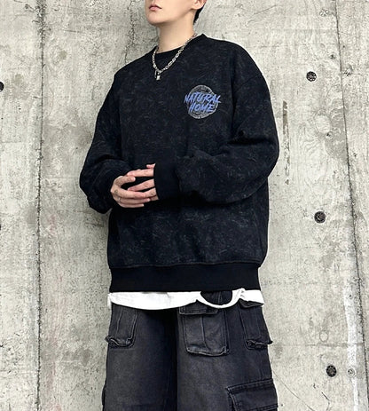 American Style Hip Hop Foam Print Sweatshirt
