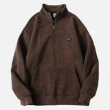 Japanese Streetwear Corduroy Half Zip Sweatshirt