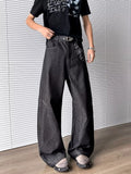 Cyber Graphic Patchwork Baggy Black Jeans
