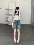 Women Vintage High Waist Denim Short