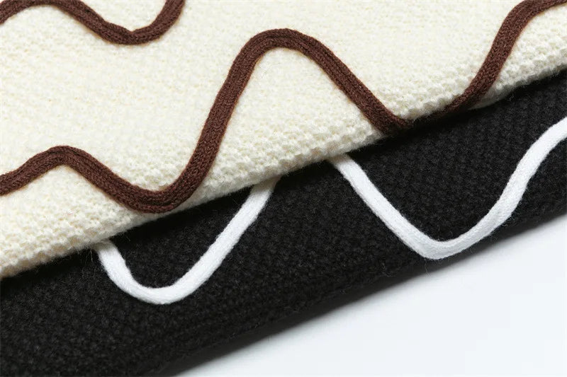 Oversized Wave Pattern Knit Jumper Sweater