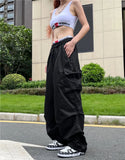 Y2K Parachute Black Cargo Pants