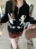 Cute Oversized Squirrel Graphic Cardigan
