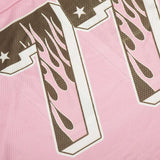 Pink Mesh Jersey Patchwork Long Sleeve Sport T-Shirt